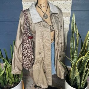 Vintage 90s Current Seen Olive Green Brown wind breaker jacket